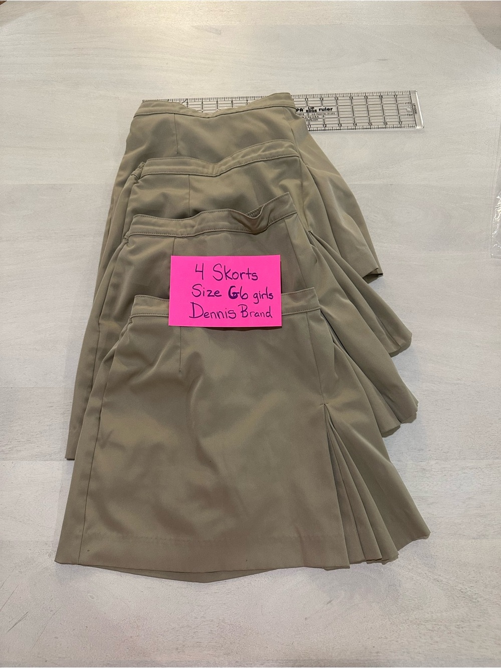 Dennis Girls' Pleated Khaki Skort - Classic School Bottom